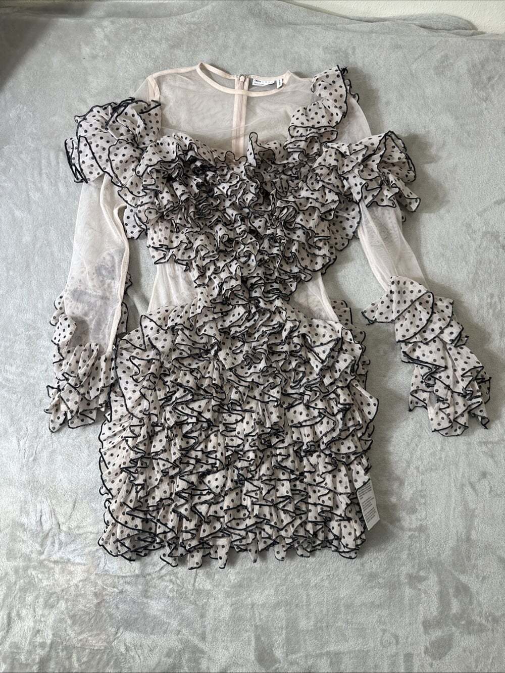 ASOS | Dresses | Nwt Asos Luxe Homecoming Dress Us 4 Blush Pink Polka Dot Ruffle Mesh Mini